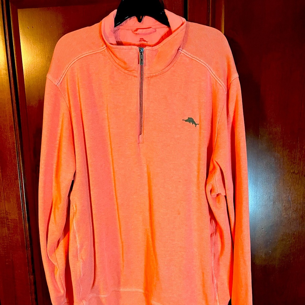 Tommy Bahama quarter zip pullover long sleeve orange XXL cotton